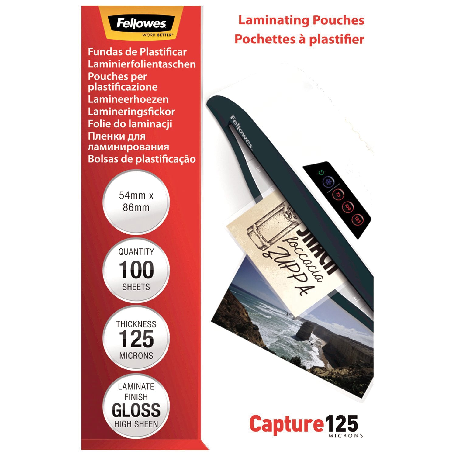 Fellowes Lamineringsfickor Capture 54x86mm 125mic 100/fp