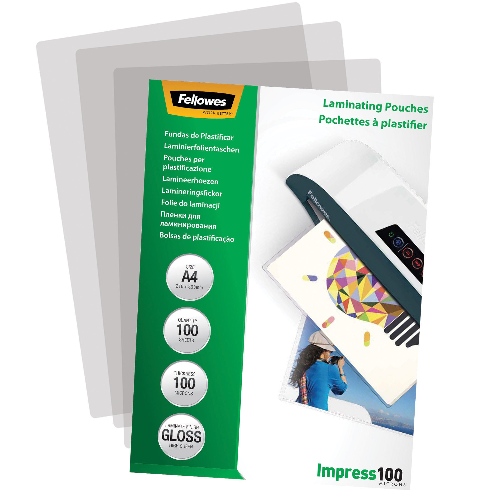 Fellowes Lamineringsfickor Impress A4 100mic Blank 100/fp