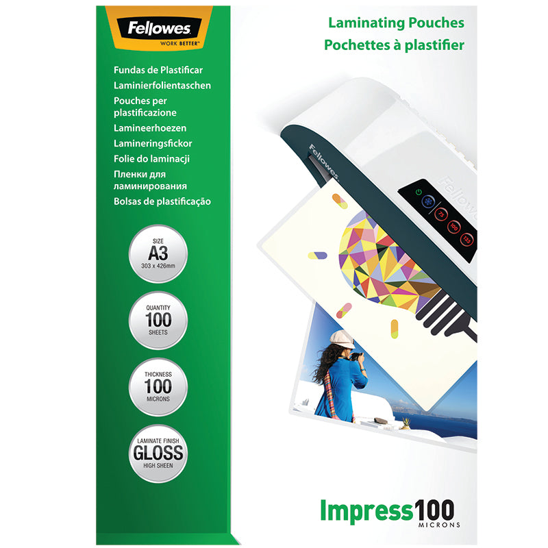 Fellowes Lamineringsfickor Impress A3 100mic Blank 100/fp