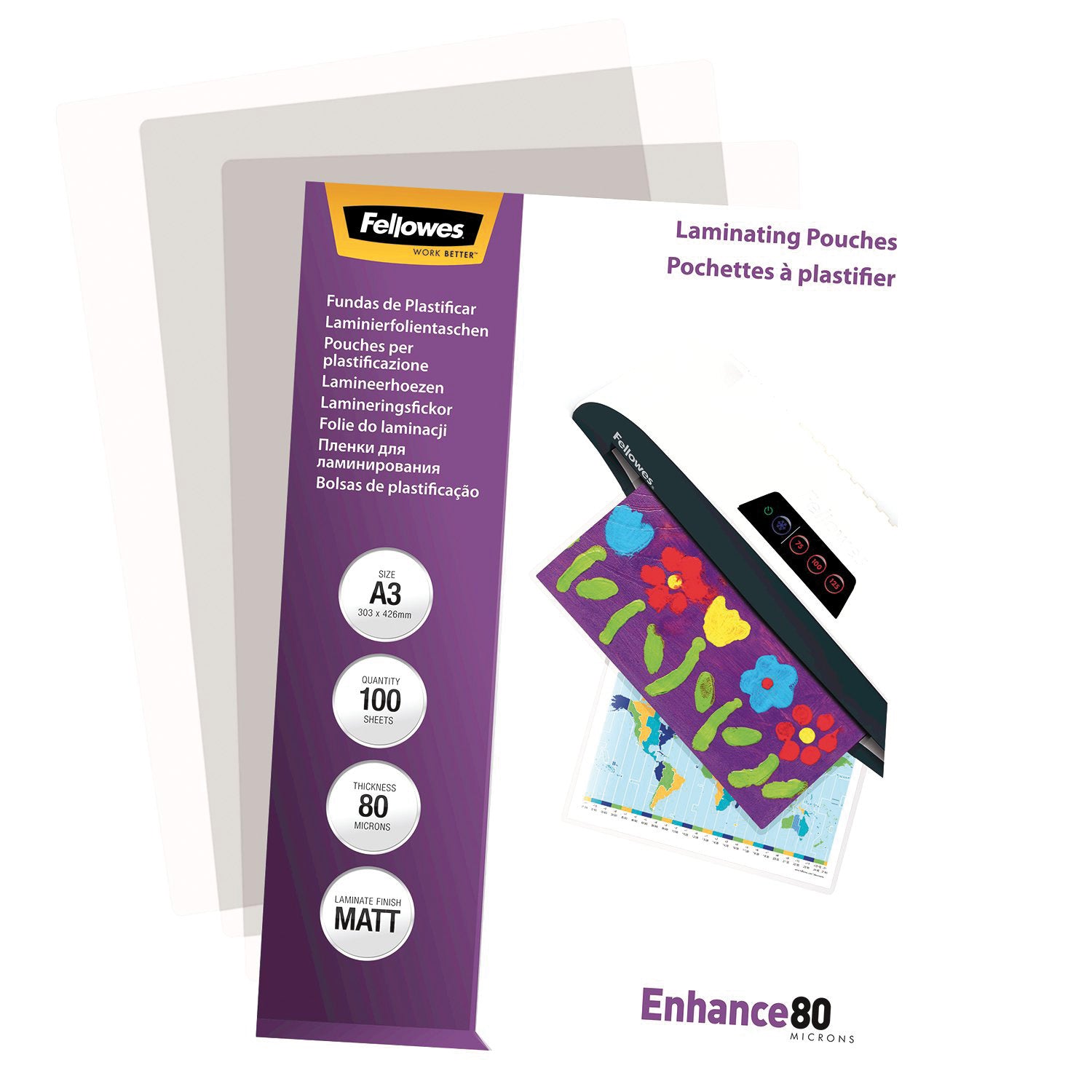 Fellowes Lamineringsfickor Enhance A3 80mic Matt 100/fp
