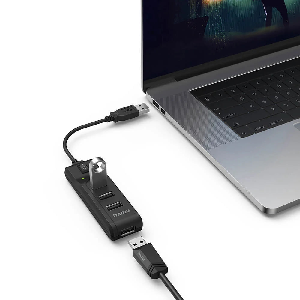 Hama Hub USB-A 2.0 Switch 4 portar Svart