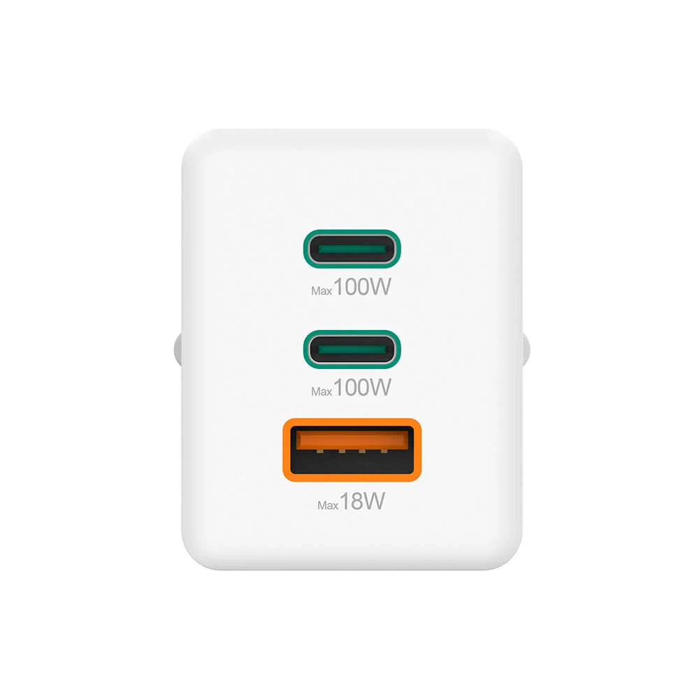 Hama Laddare GaN 2x USB-C 1x USB-A Vit