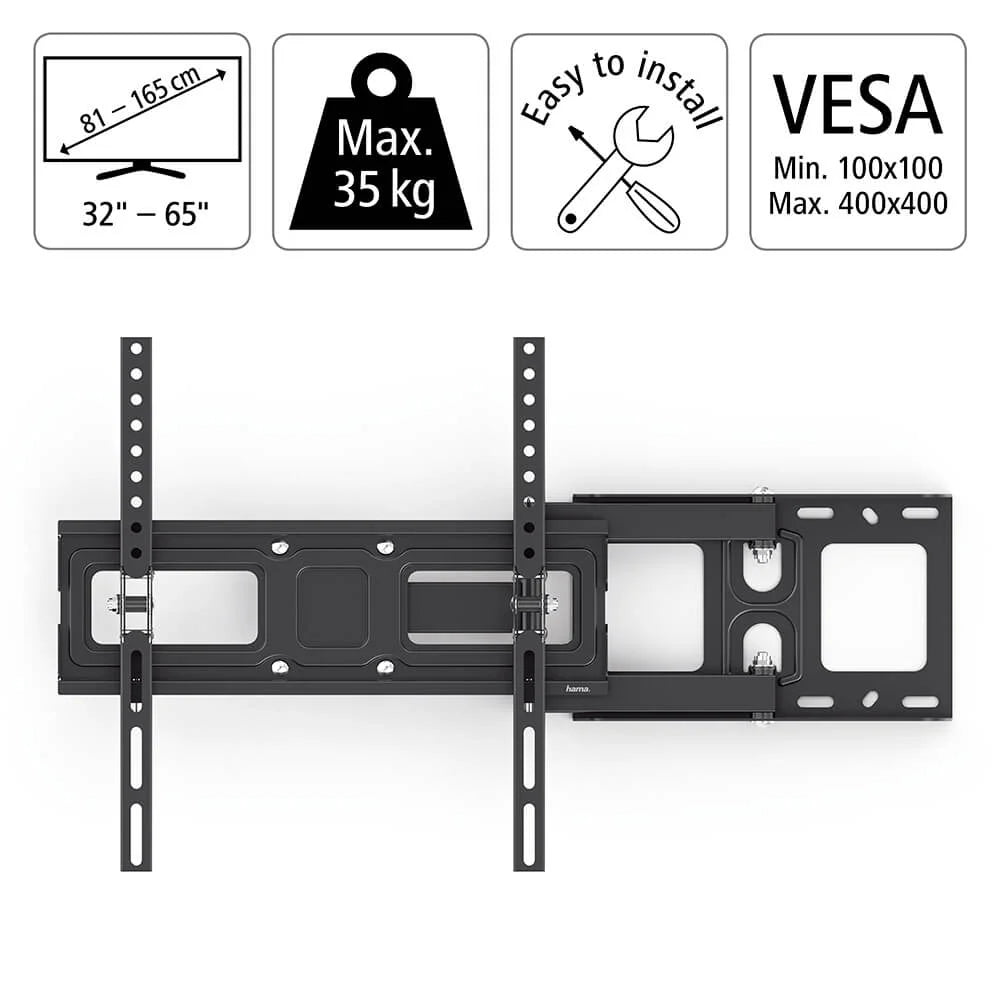 Hama Fullmotion Väggfäste för TV 32–65" Svart, 3 Led