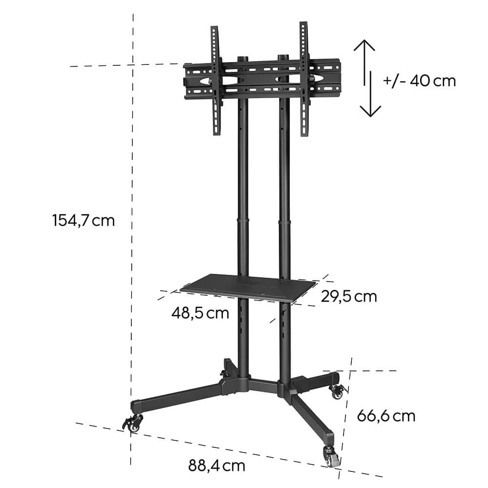 Hama TV-stativ med Hjul 32–75" Svart