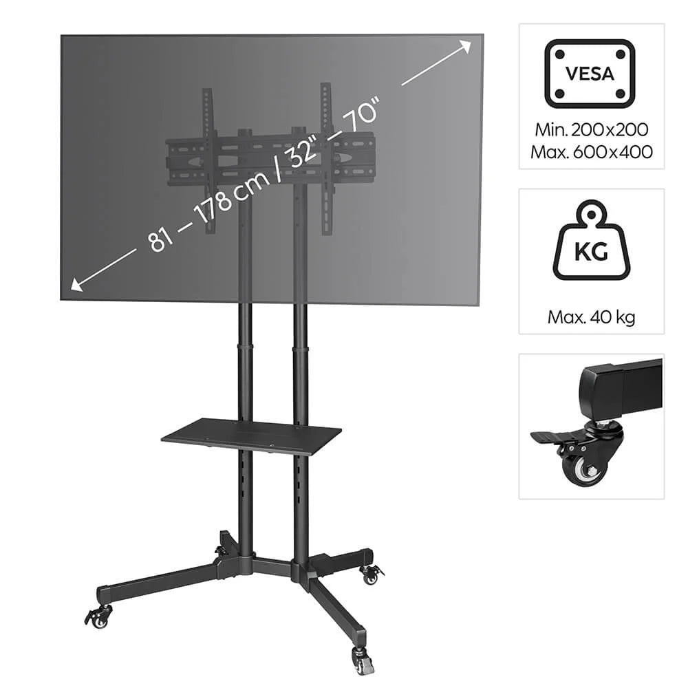 Hama TV-stativ med Hjul 32–75" Svart