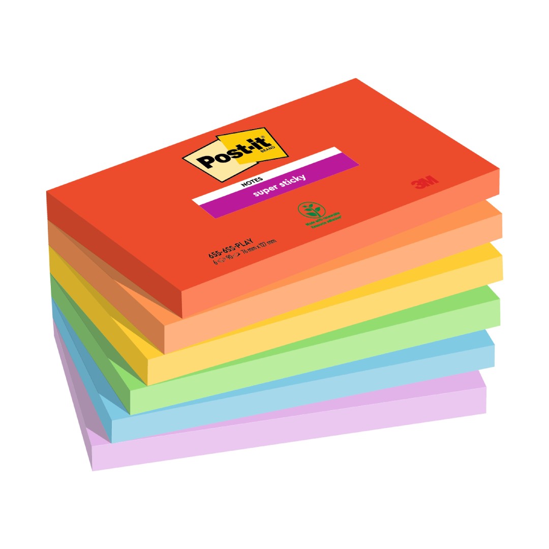 Post-it Super Sticky Notes Playful 76x127mm 6/fp