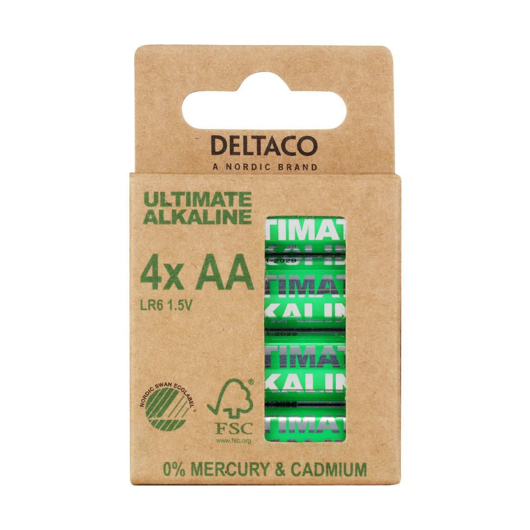Deltaco Alkaline AA Batterier 4/fp