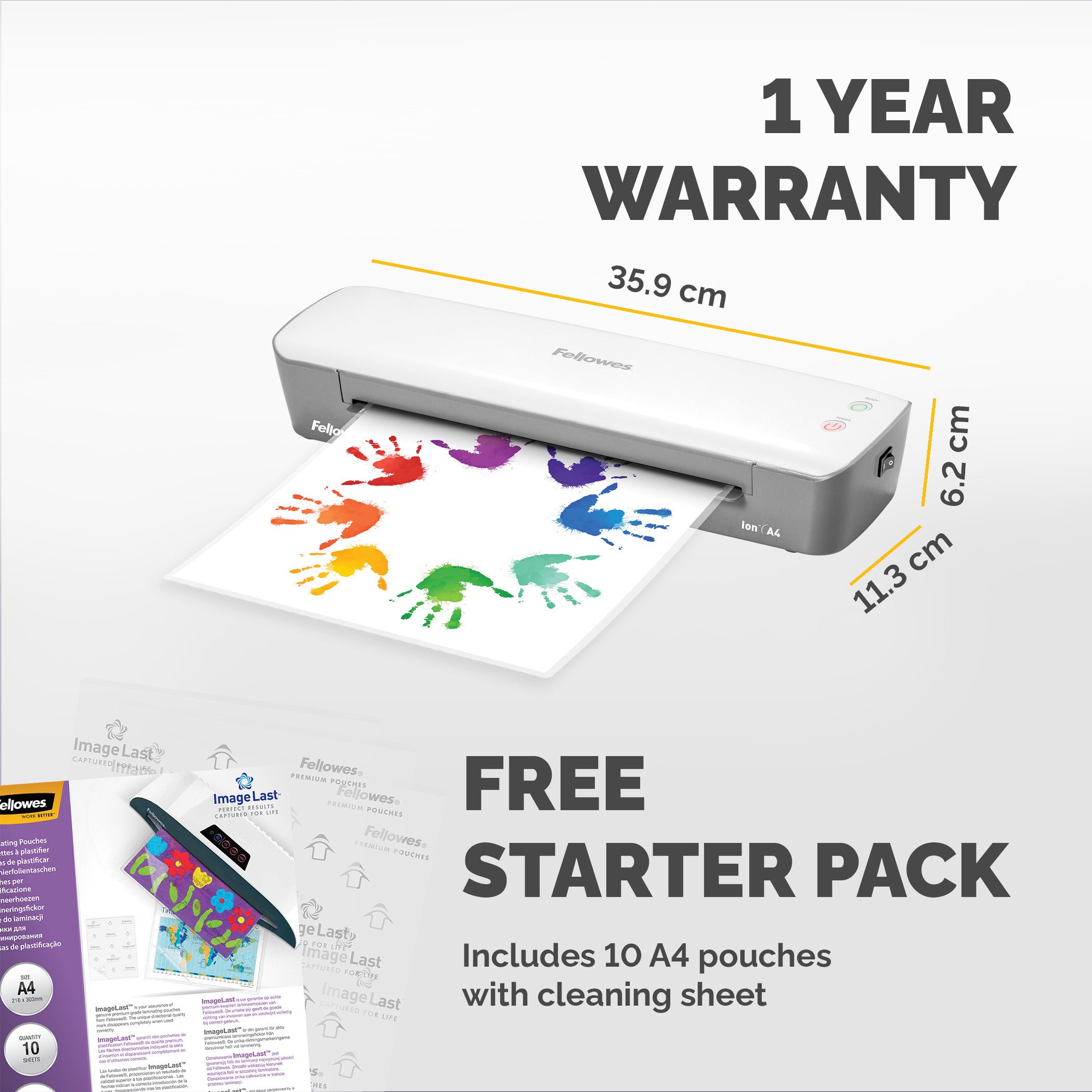 Fellowes Lamineringsmaskin Ion A4 Vit/Grå