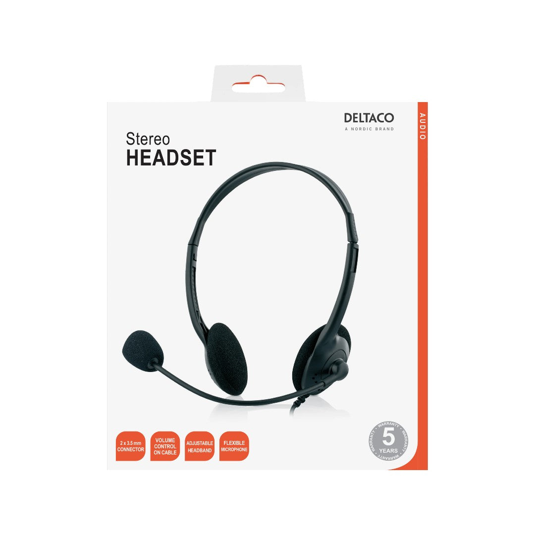 Deltaco Datorheadset HL-2 Svart