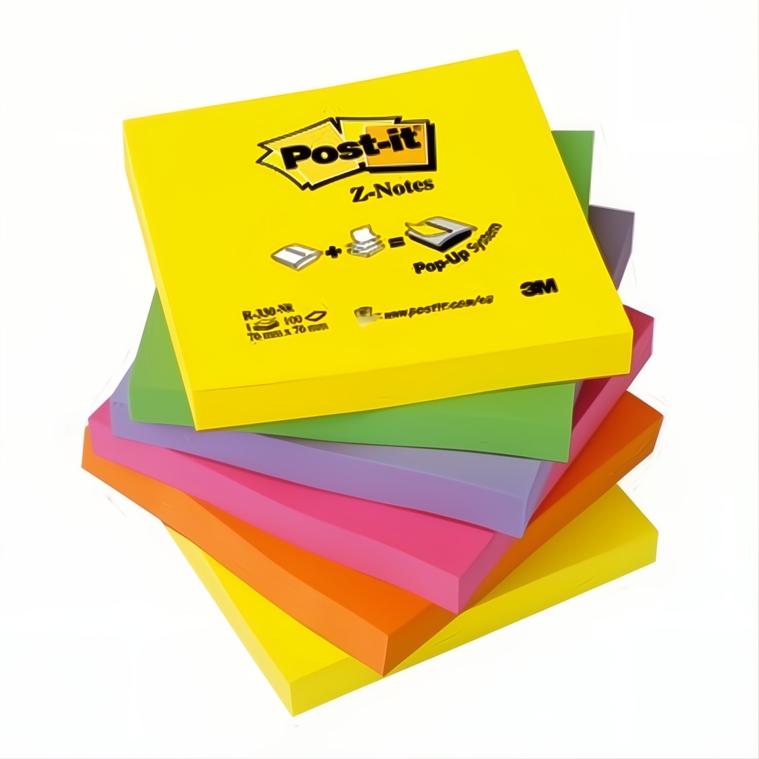 Post-It Z-Notes Neon Rainbow 76x76mm, 6 Block