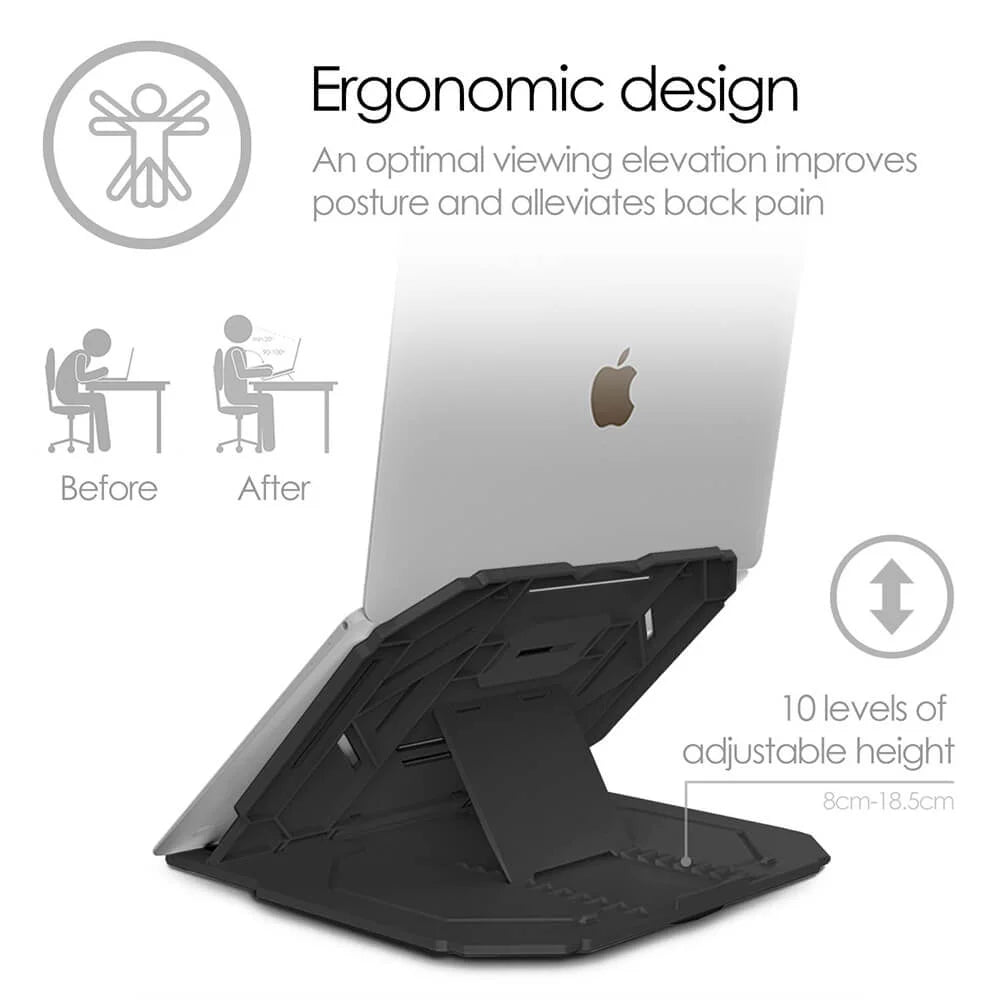 Desire2 Laptopställ 2-i-1 Portabelt 360 Roterbart Svart