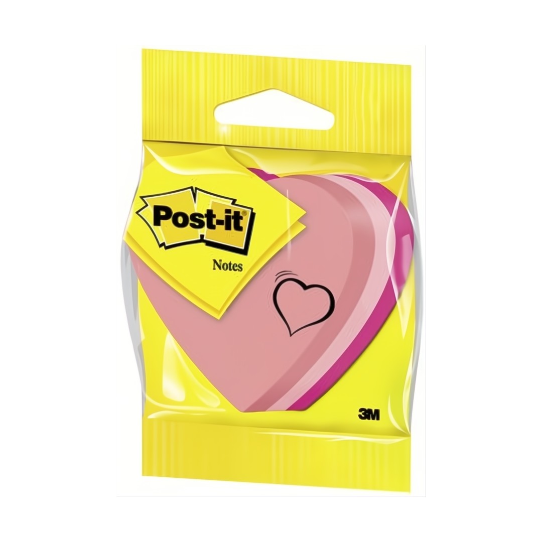Post-It Hjärtformade Notisar, 3 Färger, 225 Blad 3/fp