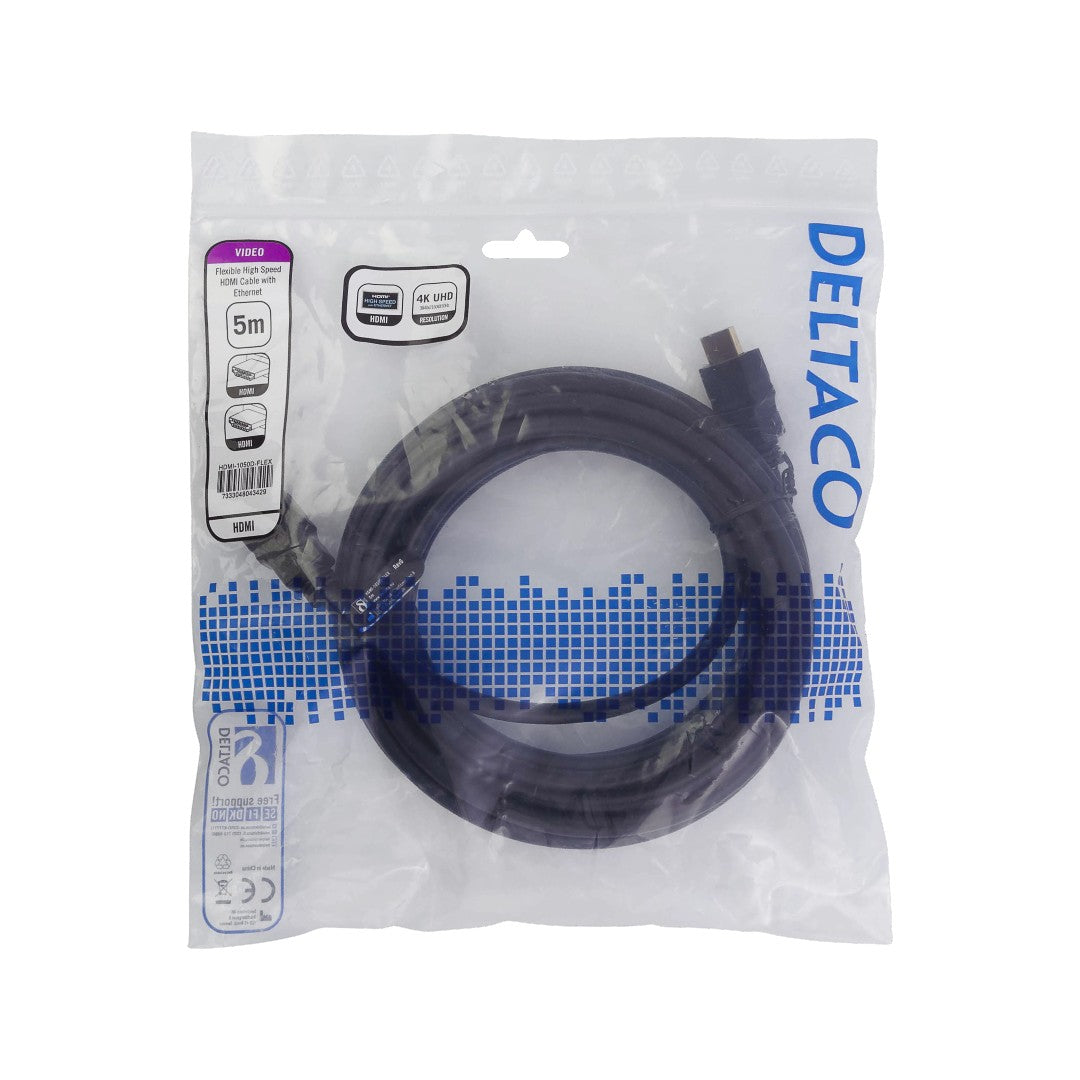Deltaco HDMI-kabel 4K UHD 5m Svart