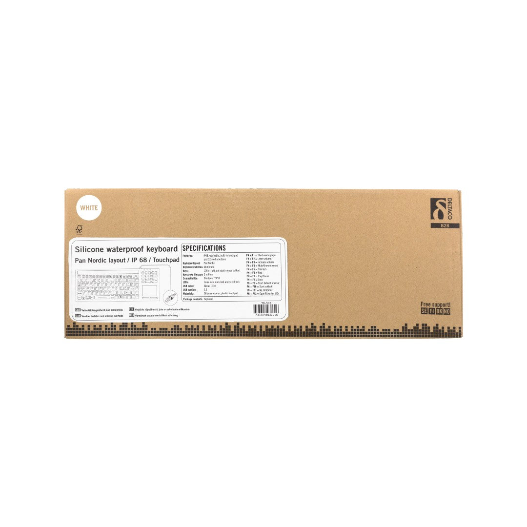 Deltaco Tangentbord Silikon Touchpad IP68 Vit