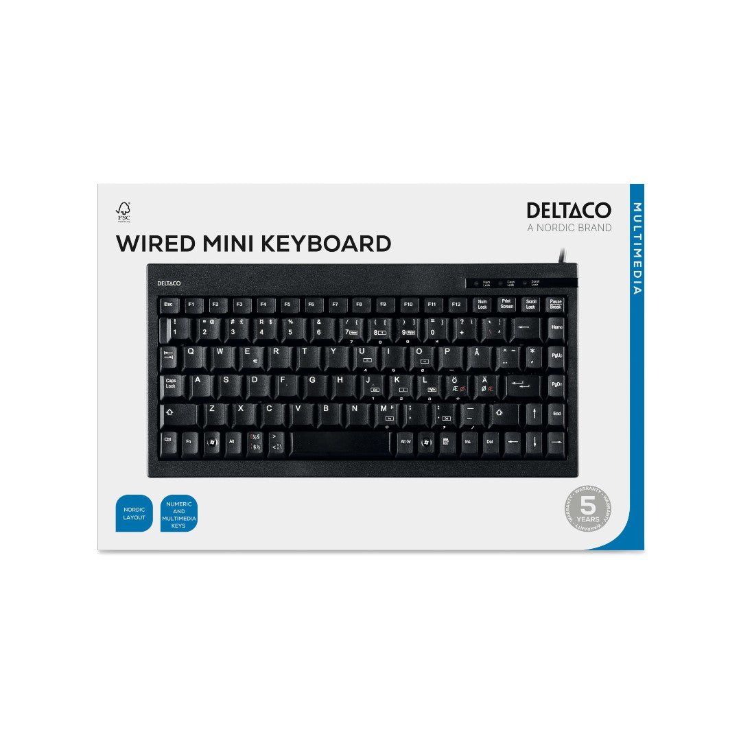 Deltaco Mini Tangentbord TB-5V med Kabel
