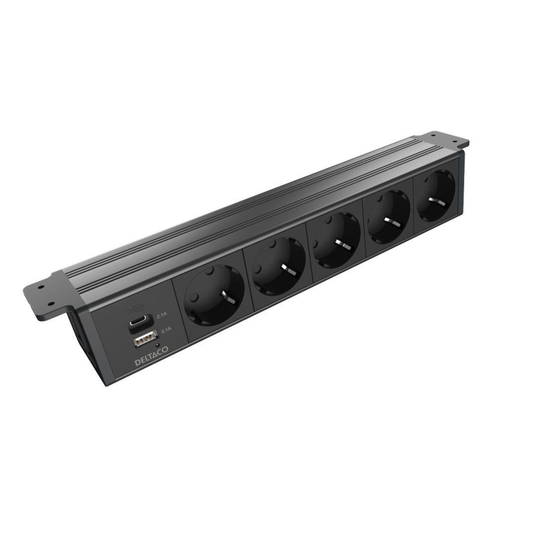 Deltaco Underbordet 5 Eluttag med USB-A och USB-C
