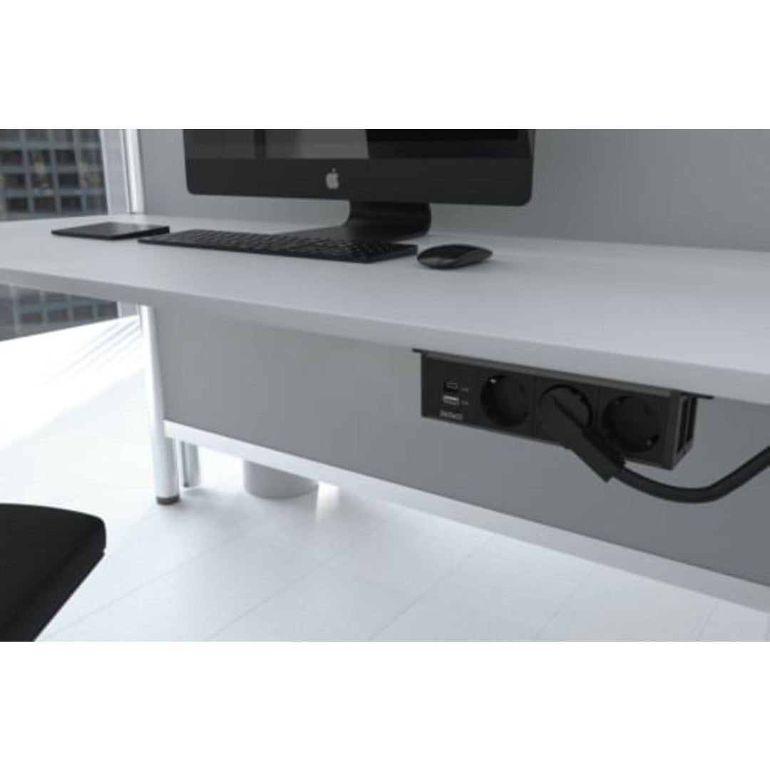 Deltaco Underbord Grenuttag 3 Eluttag + USB-A/USB-C