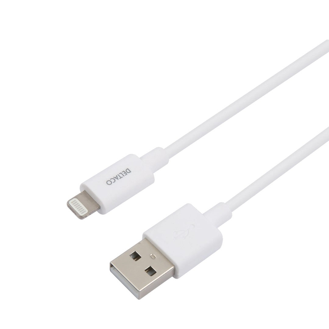 Deltaco USB-A till Lightning-kabel, 2m, vit