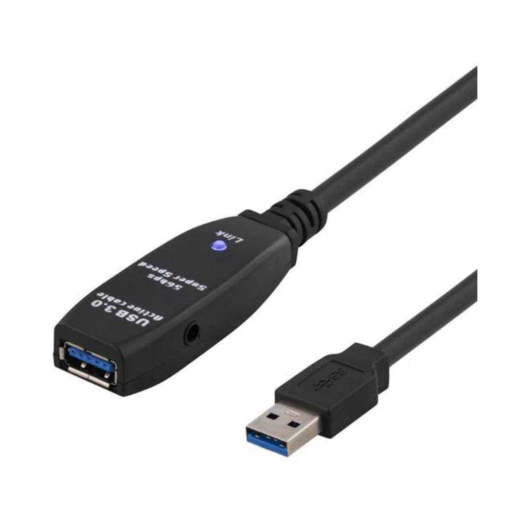 Deltaco USB 3.0 förlängningskabel aktiv 7m svart