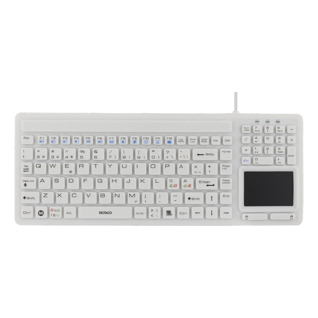 Deltaco Tangentbord Silikon Touchpad IP68 Vit