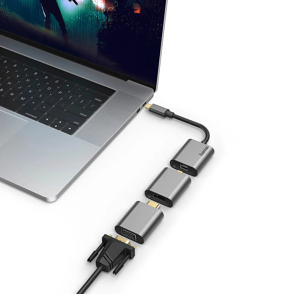 Hama Video och Media Adapter 6-i-1 USB-C HDMI Mini-DisplayPort VGA