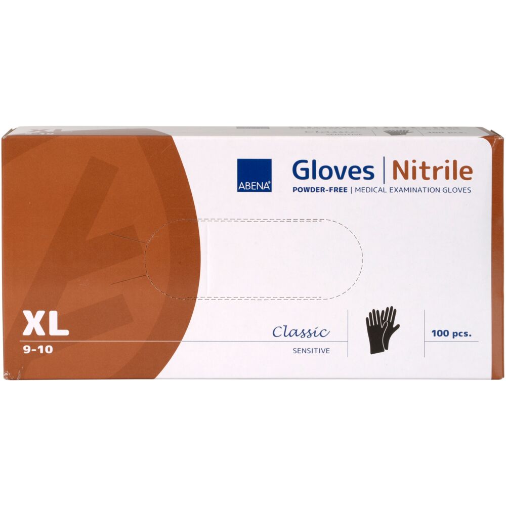 Abena Nitrilhandske Puderfri Svart XL 100/fp