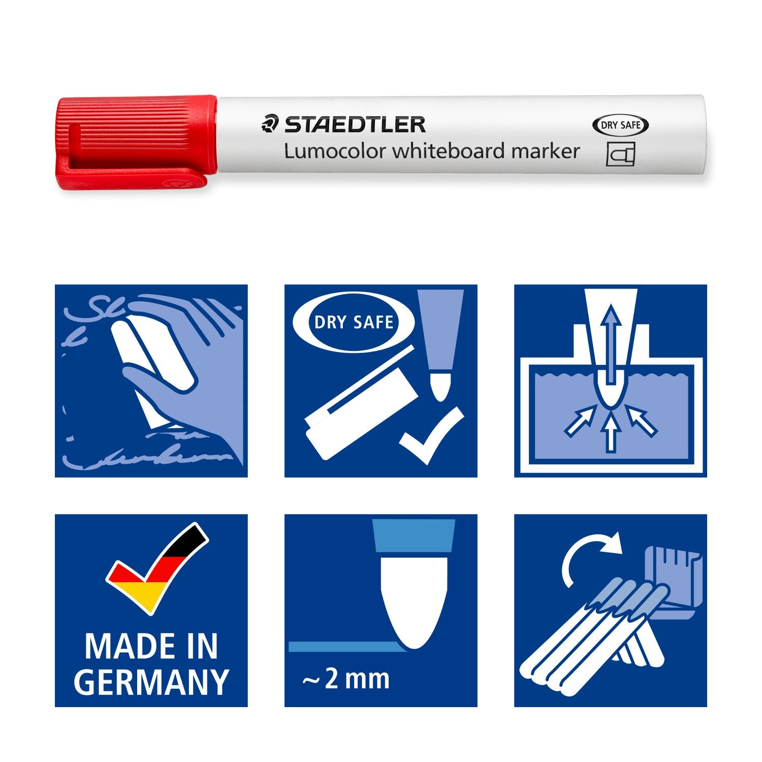 Staedtler WB-Penna Lumocolor Konisk 2mm Röd 10/fp