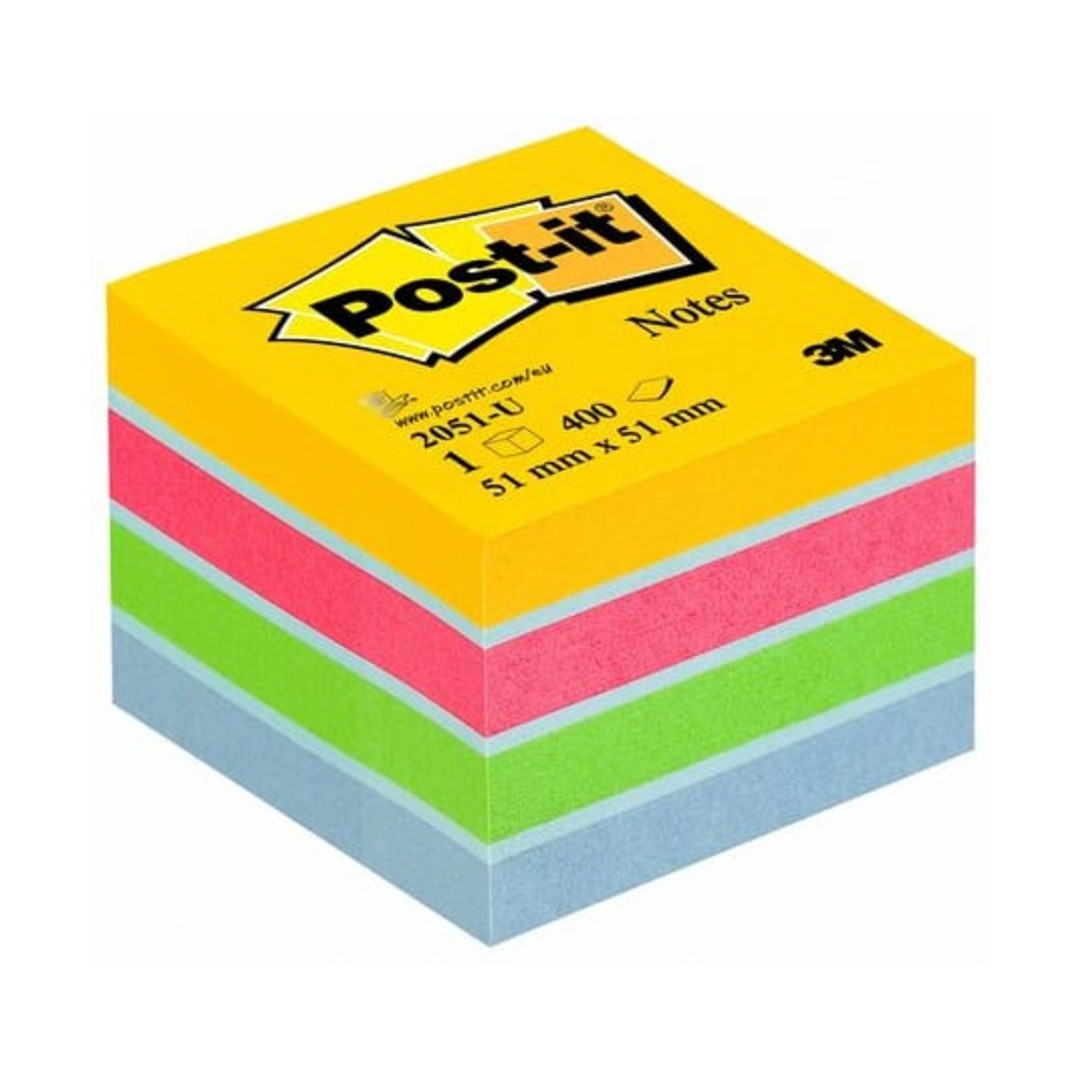 Post-It Kub 76x76mm, Sorterade Färger, 450 Blad