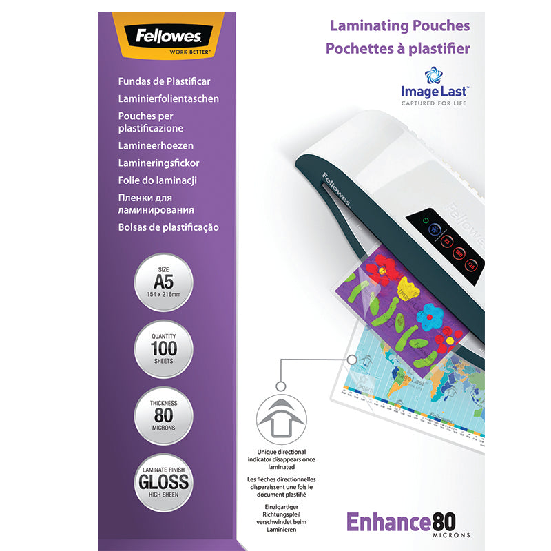 Fellowes Lamineringsfickor ImageLast A5 80mic Klar 100/fp