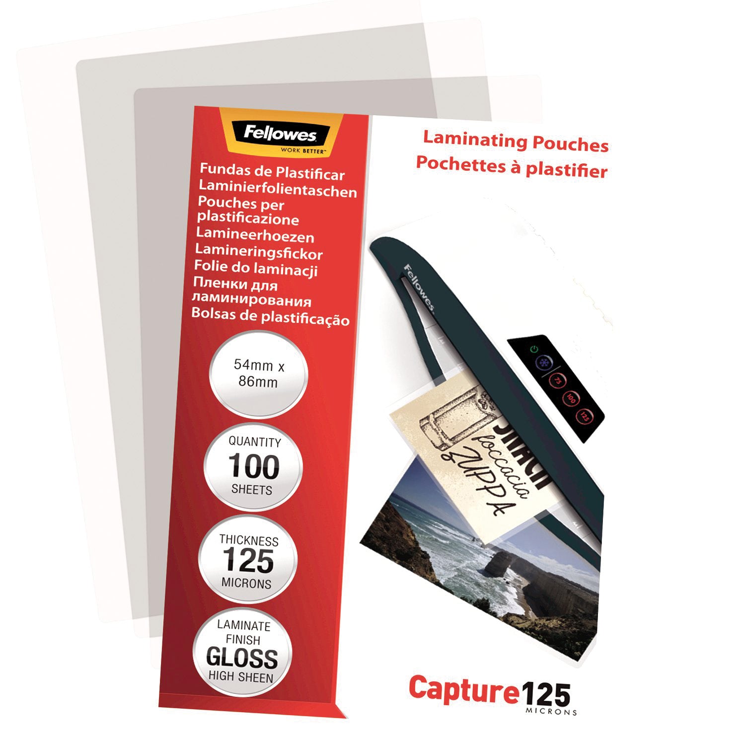 Fellowes Lamineringsfickor Capture 54x86mm 125mic 100/fp