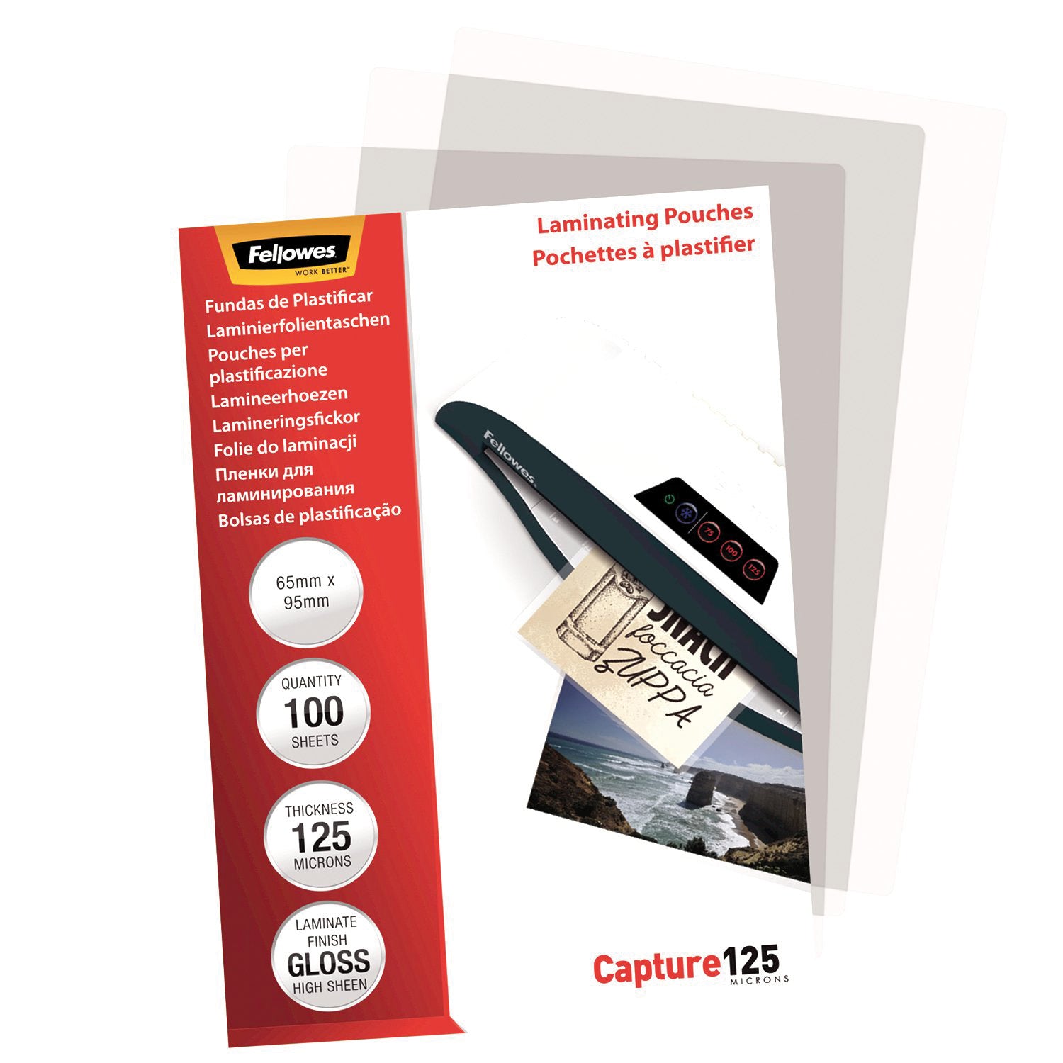 Fellowes Lamineringsfickor Capture 65x95mm 125mic 100/fp