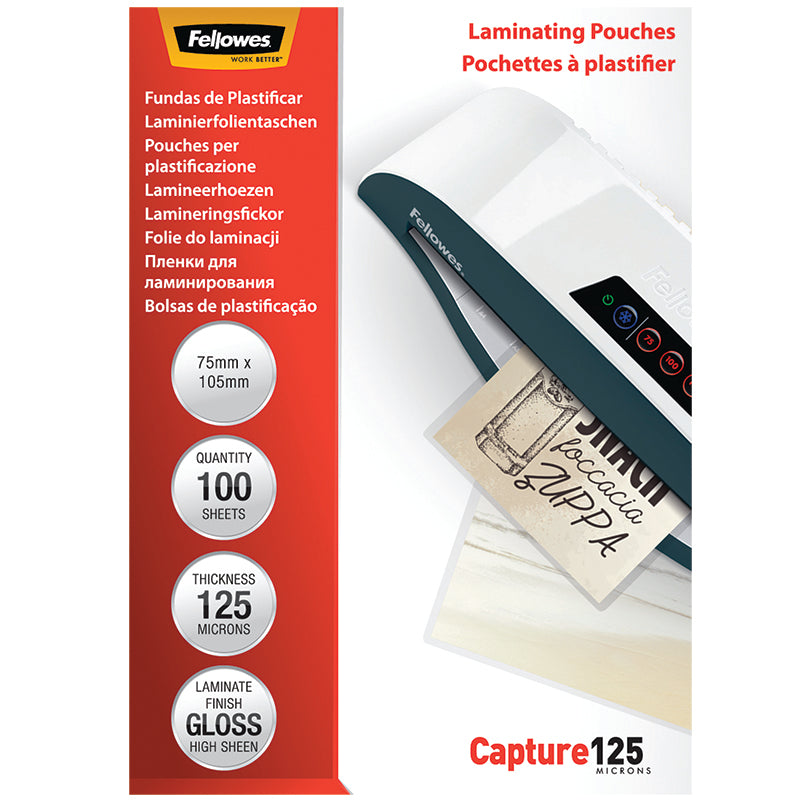 Fellowes Lamineringsfickor Capture 75x105mm 125mic 100/fp