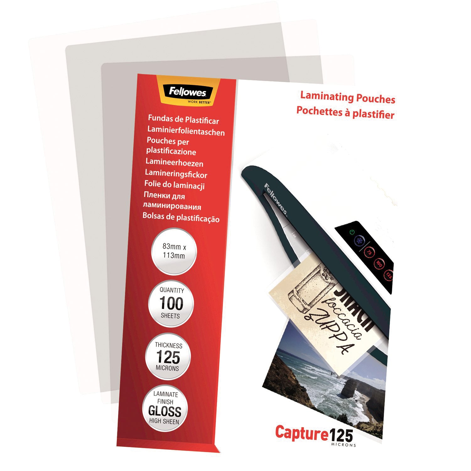 Fellowes Lamineringsfickor Capture 83x113mm 125mic 100/fp