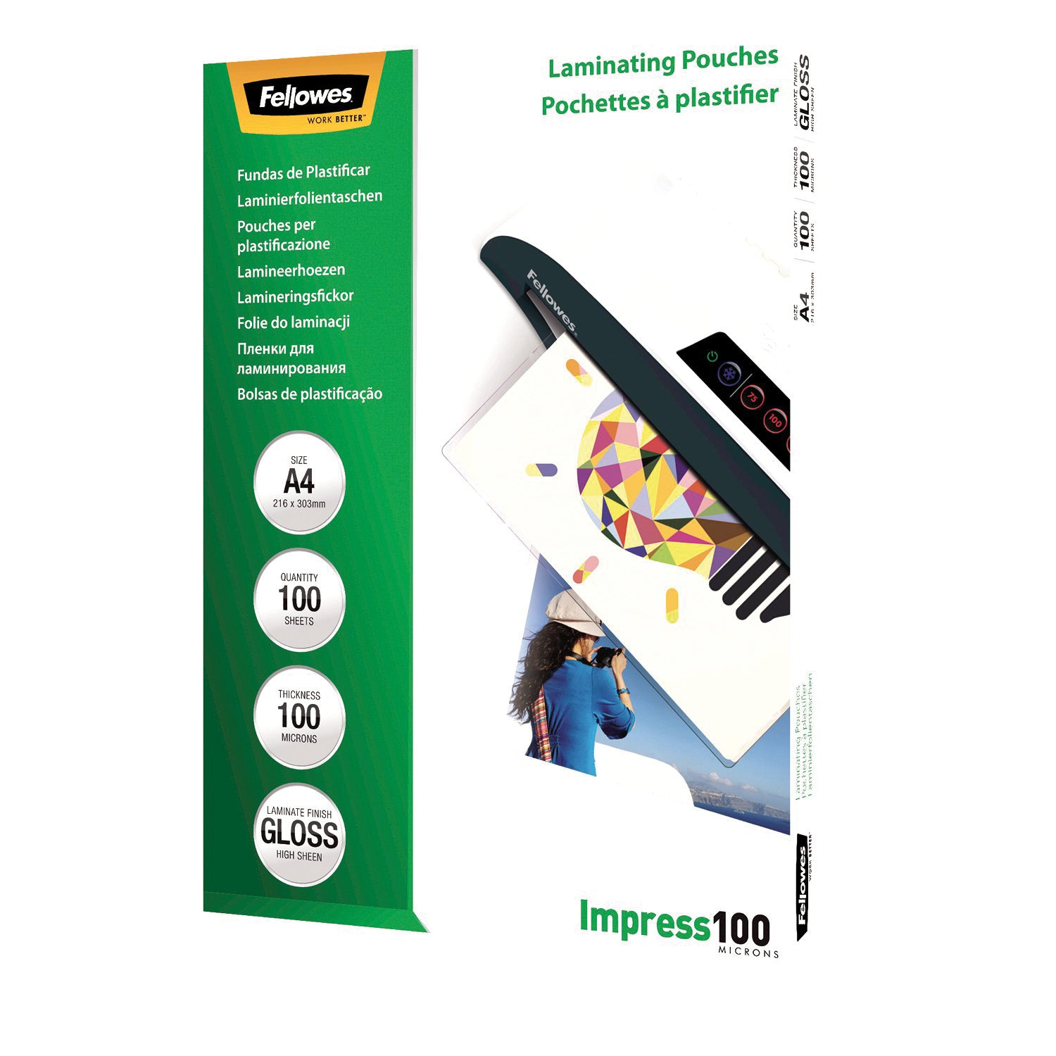 Fellowes Lamineringsfickor Impress A4 100mic Blank 100/fp