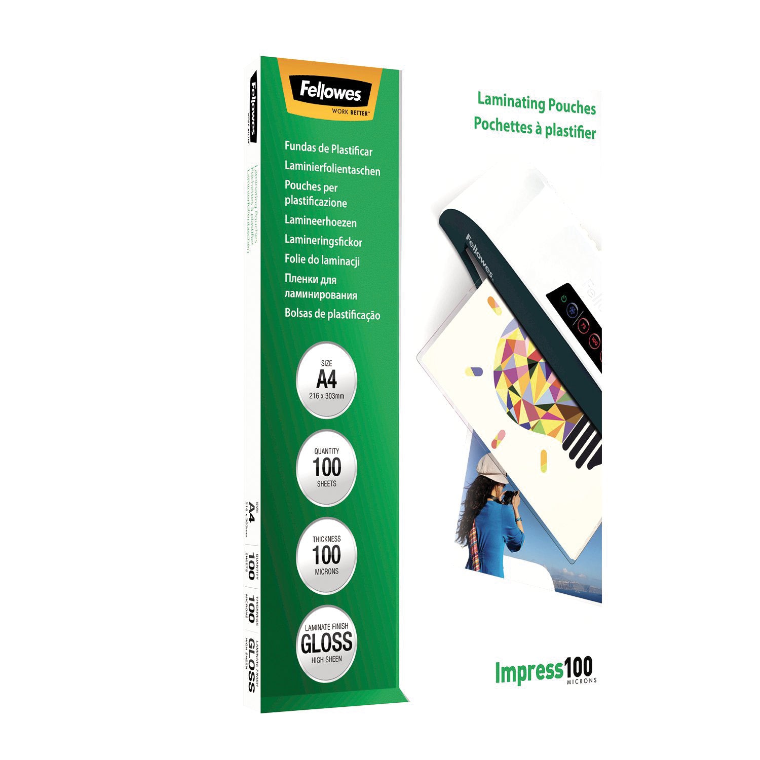 Fellowes Lamineringsfickor Impress A4 100mic Blank 100/fp