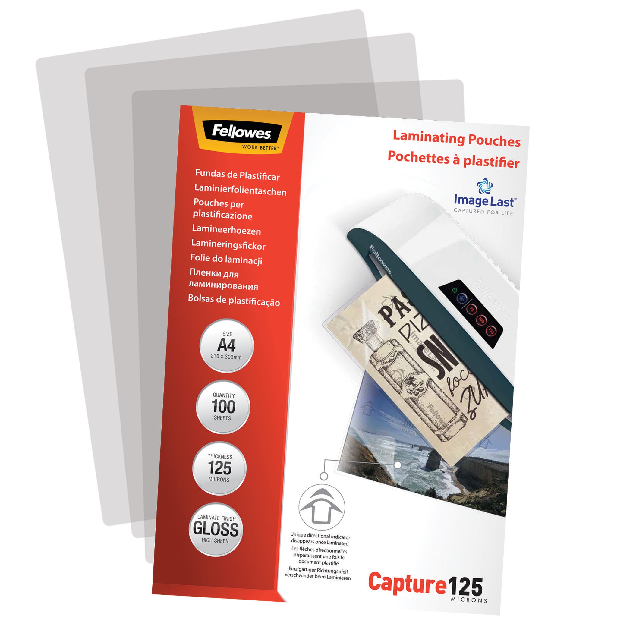 Fellowes Lamineringsfickor Capture 125 Micron A4 Glansig 100-pack