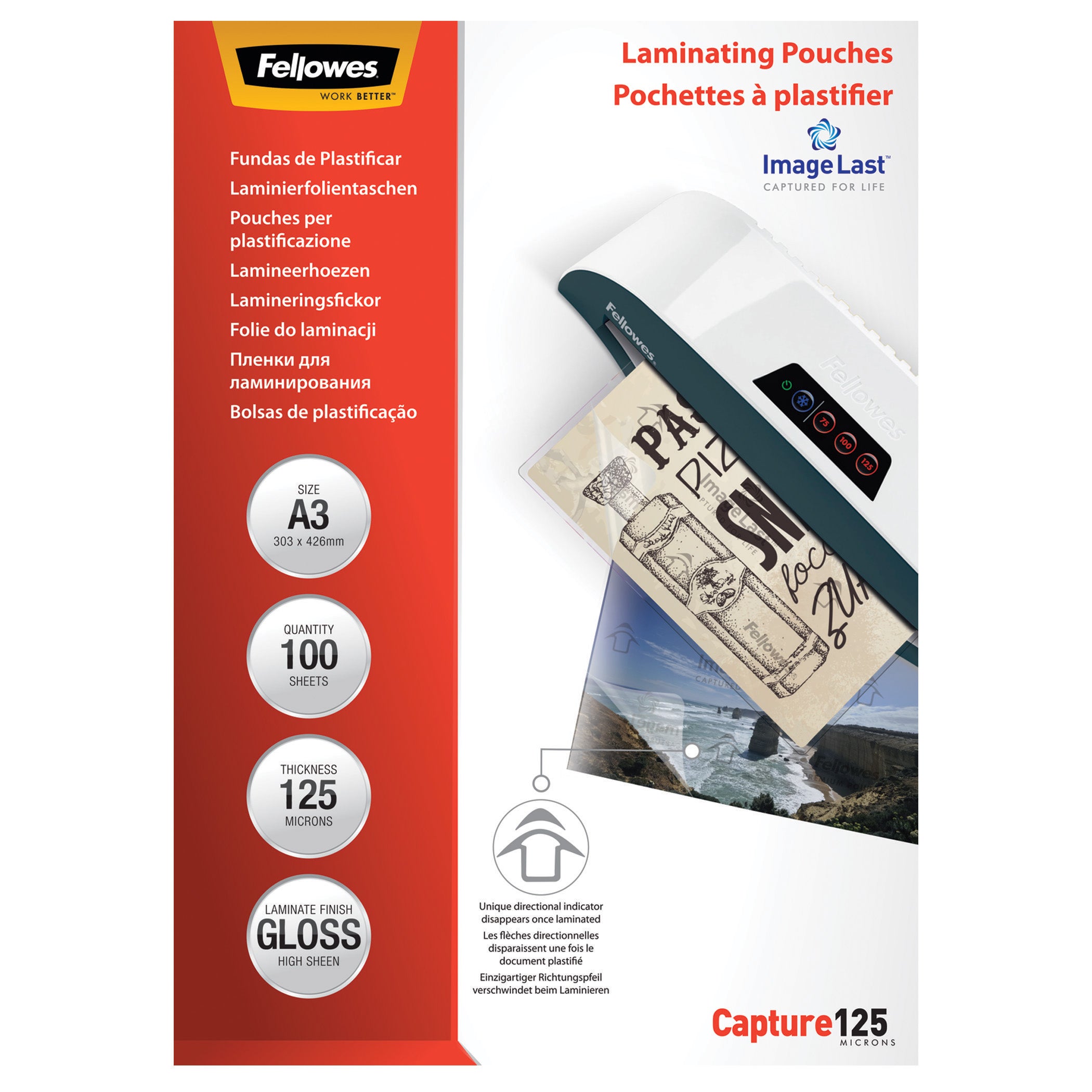 Fellowes Lamineringsfickor Capture 125 Micron A3 Glansig 100-pack