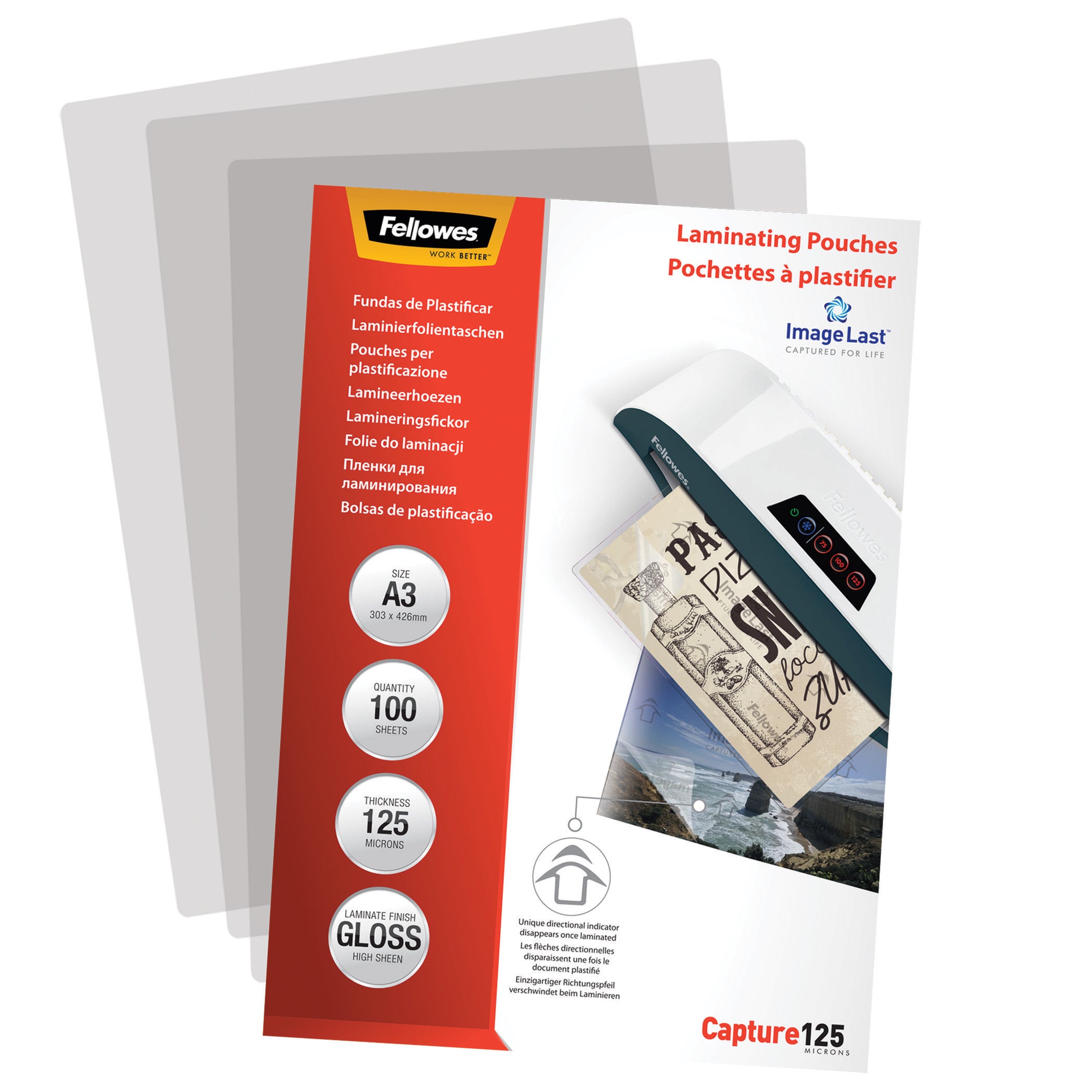 Fellowes Lamineringsfickor Capture 125 Micron A3 Glansig 100-pack