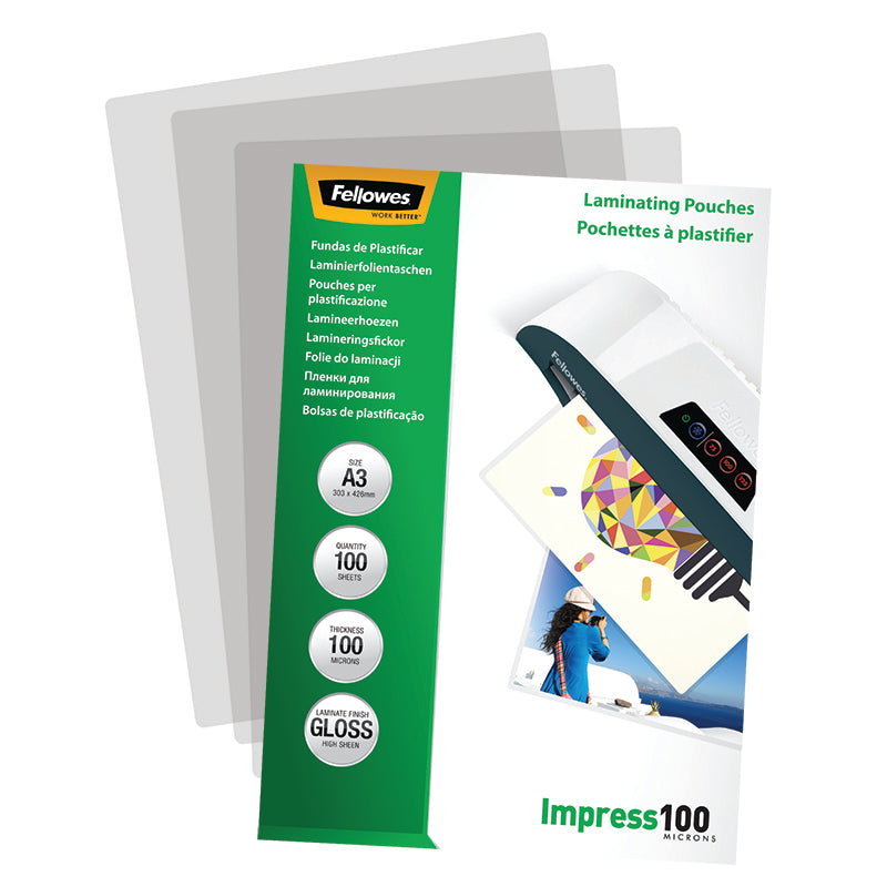 Fellowes Lamineringsfickor Impress A3 100mic Blank 100/fp
