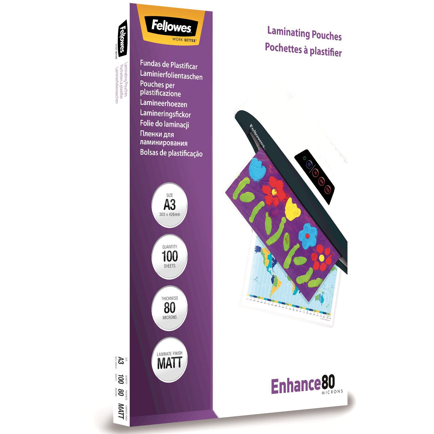 Fellowes Lamineringsfickor Enhance A3 80mic Matt 100/fp