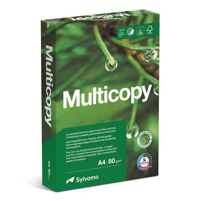 Multicopy Kopieringspapper A4 Ohålat 80g, 5x500/fp