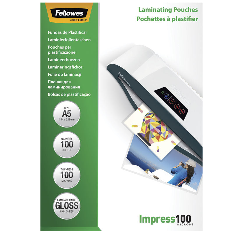 Fellowes Lamineringsfickor Impress A5 100mic Blank 100/fp