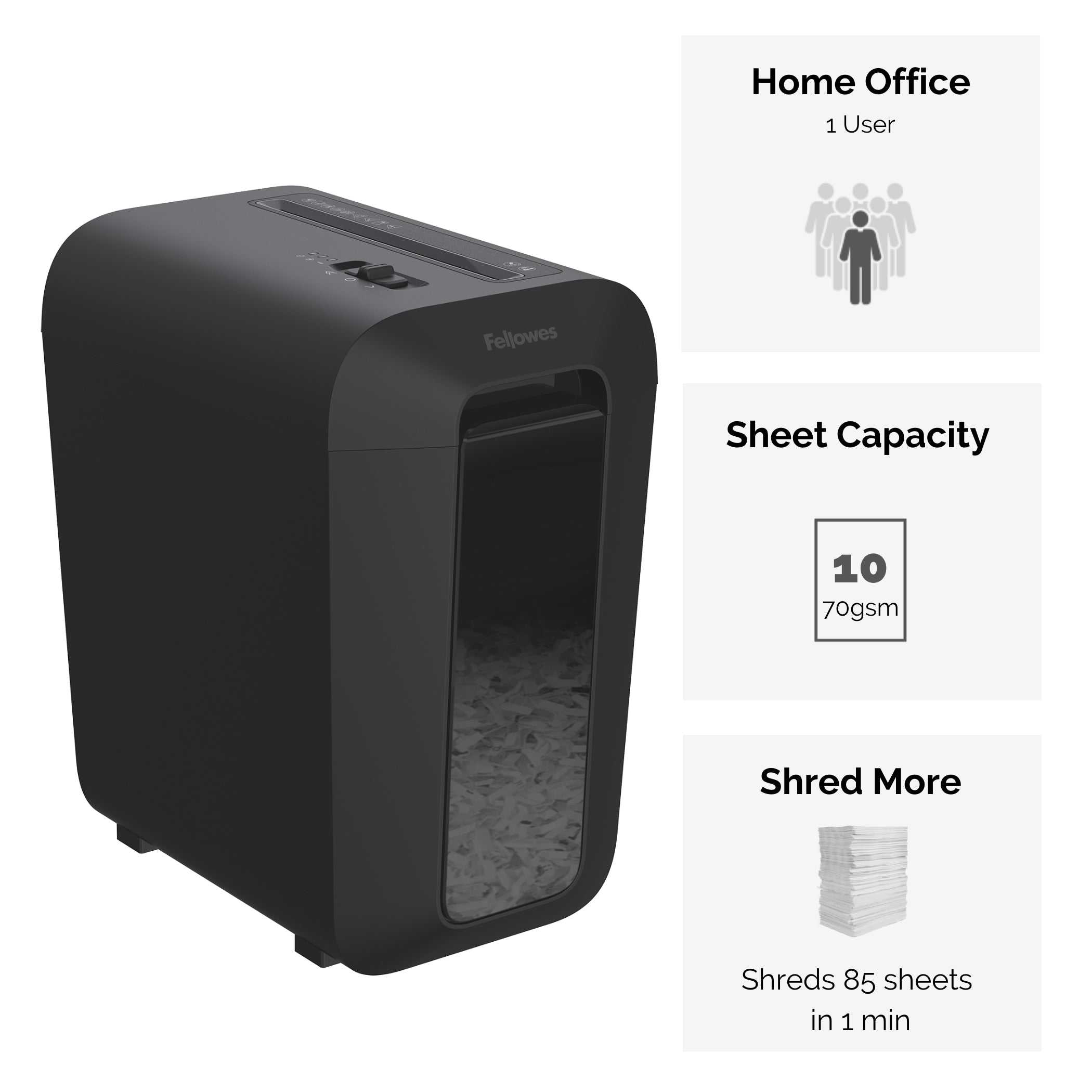 Fellowes Dokumentförstörare LX65 P-4 Cross-Cut Svart