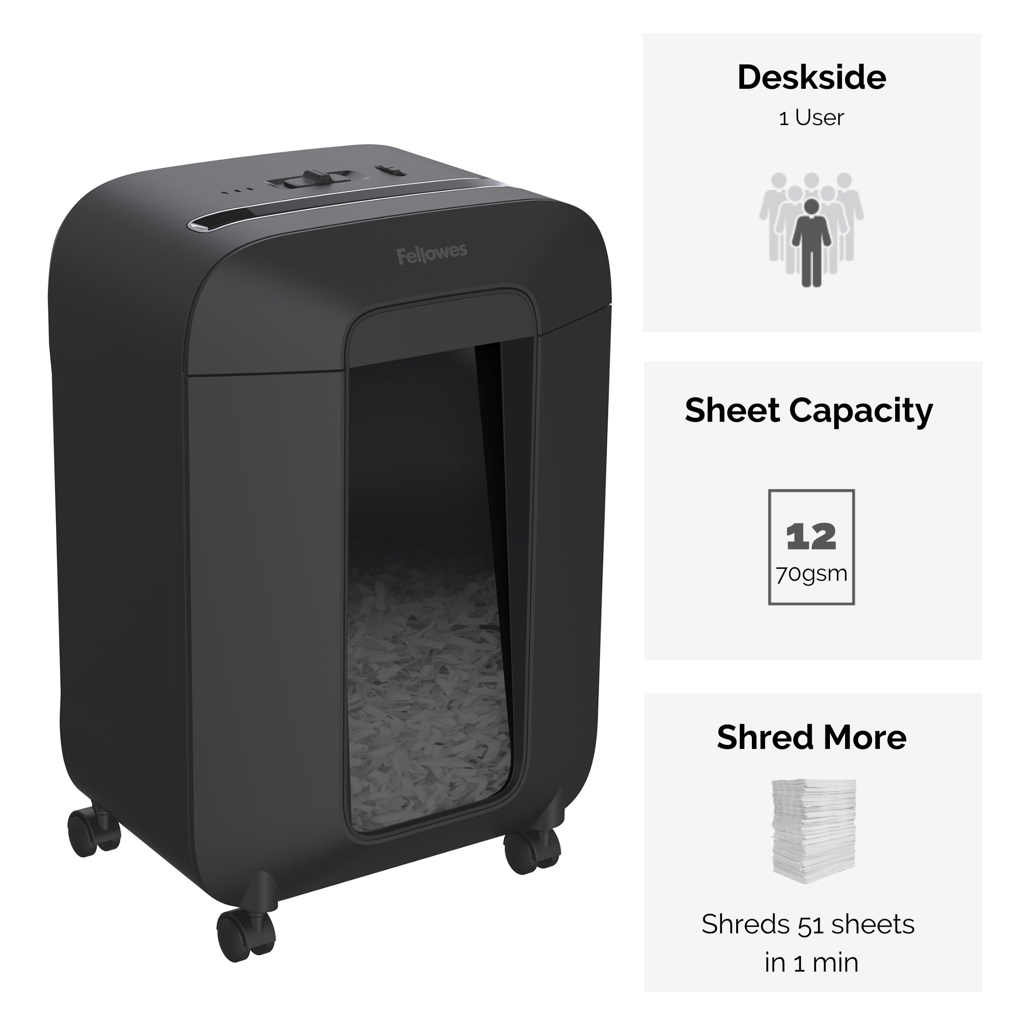 Fellowes Dokumentförstörare LX85 P-4 Cross-Cut Svart