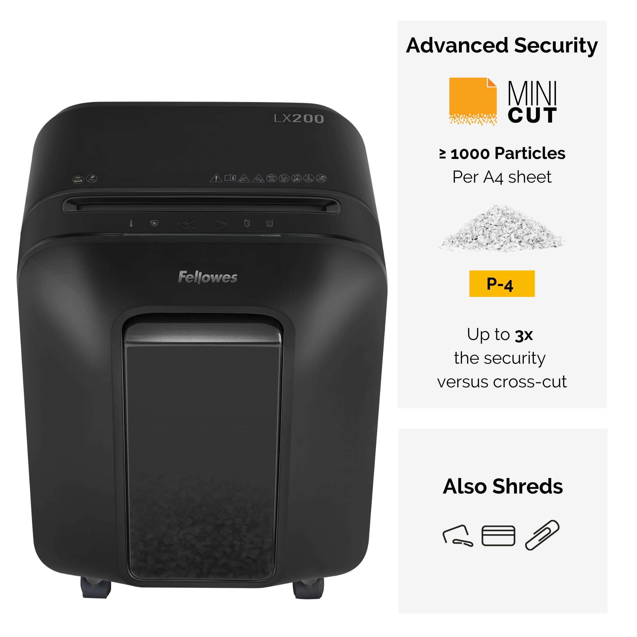 Fellowes Dokumentförstörare LX200 Svart P-4 Mini-Cut