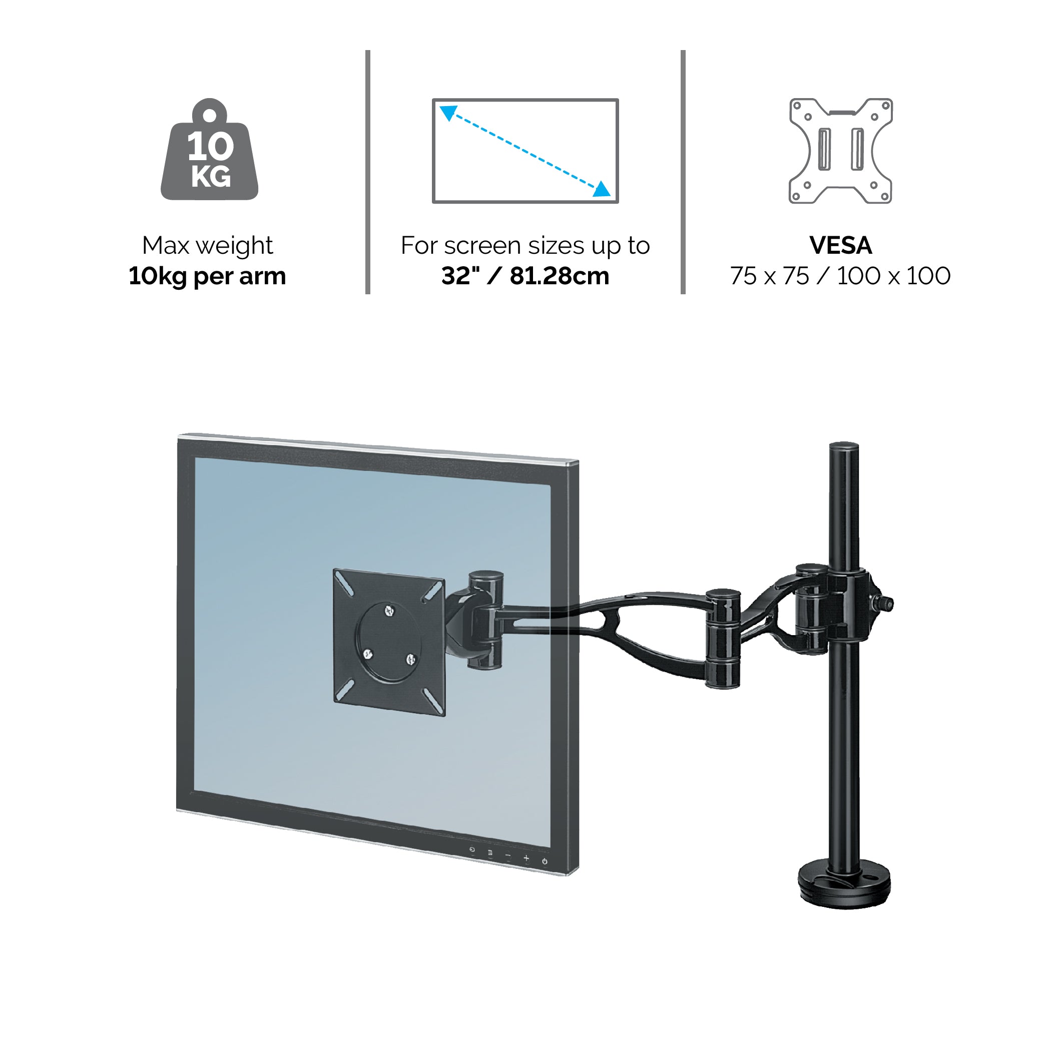 Fellowes Monitorarm Vista Singel med Klämfäste