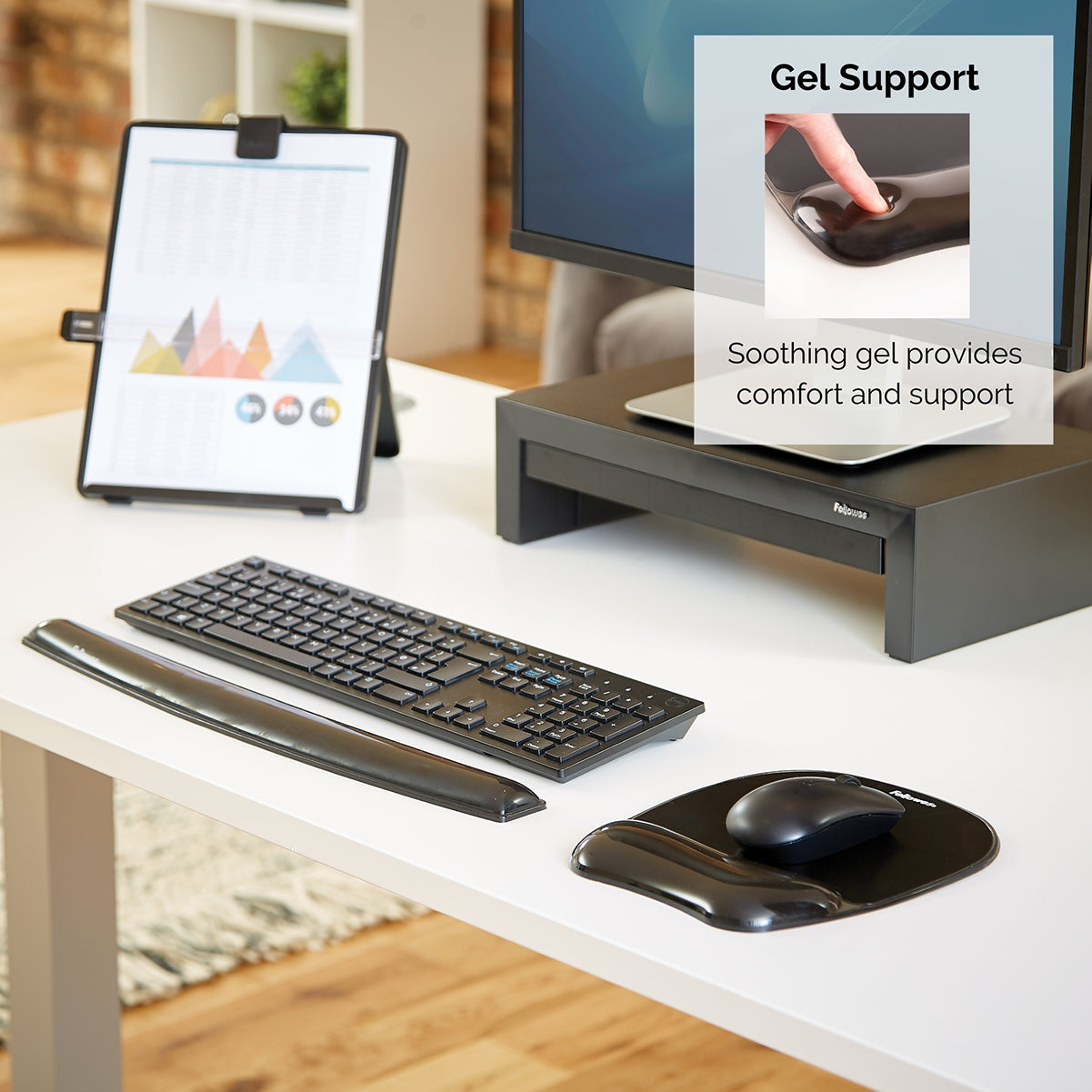 Fellowes Musmatta med Gel Handledsstöd Svart