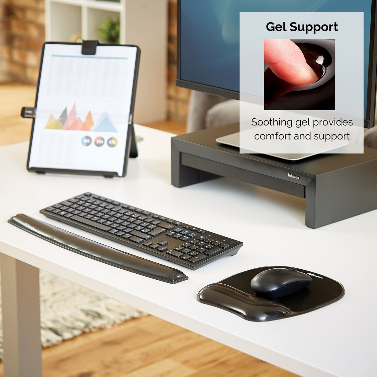 Fellowes Handledsstöd med Gel Svart