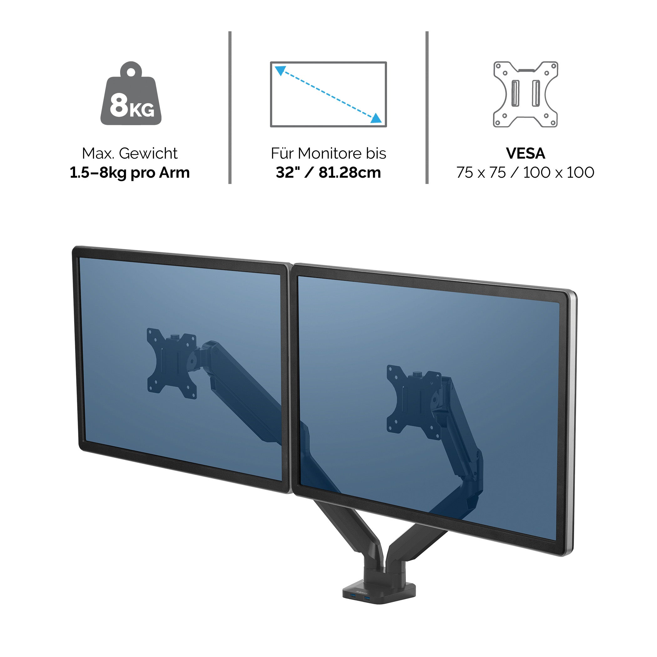 Fellowes Monitorarm Platinum Gas Dubbel