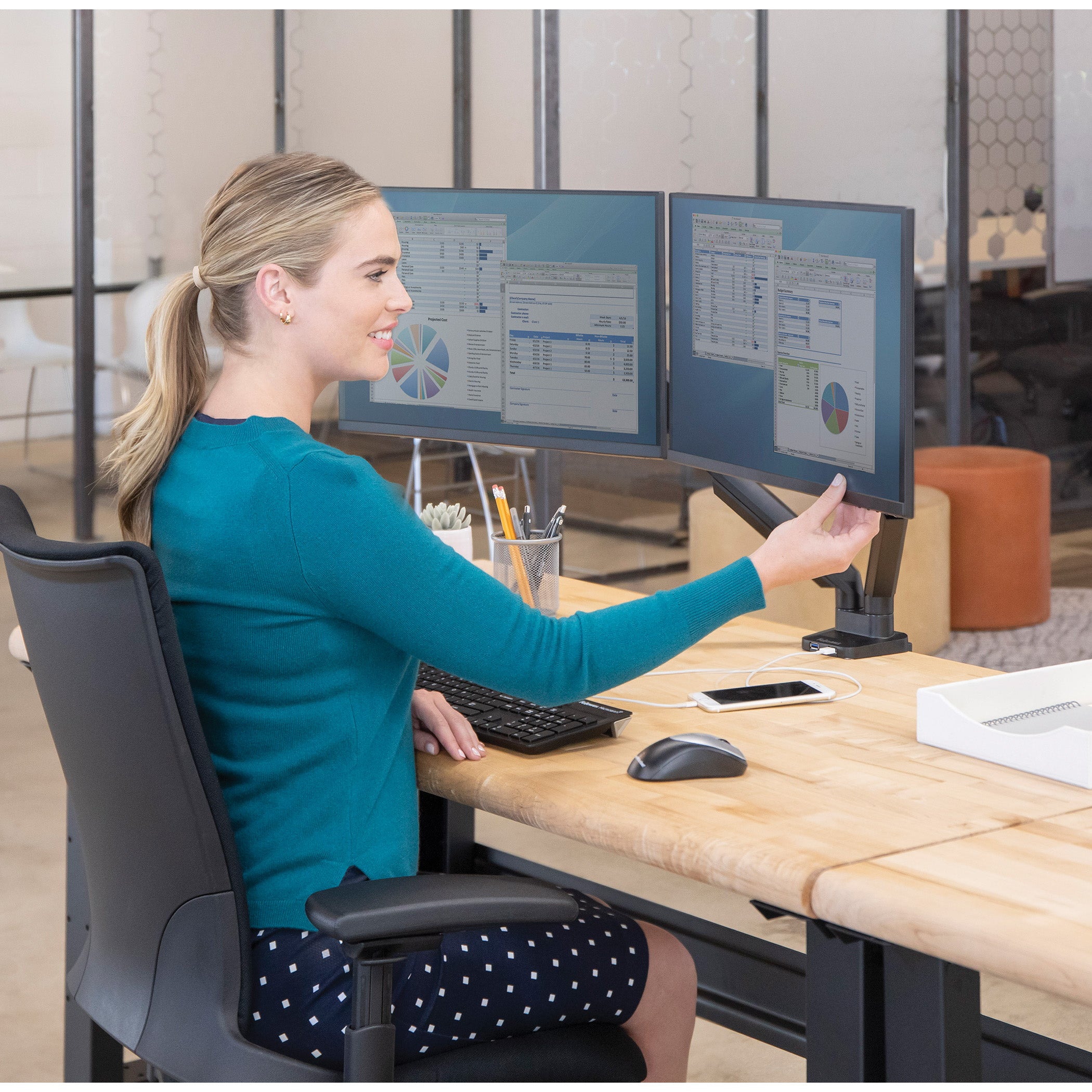 Fellowes Monitorarm Platinum Gas Dubbel